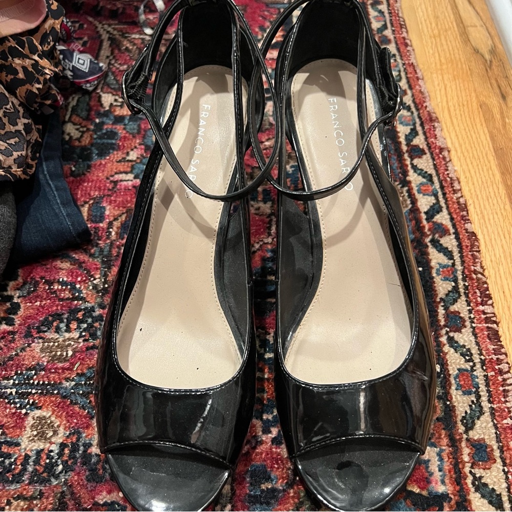 Franco sarto black peep toe heels 11